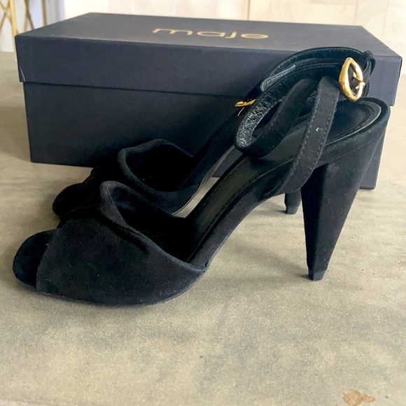 Black Velvet Maje Heels - Picture 2 of 4